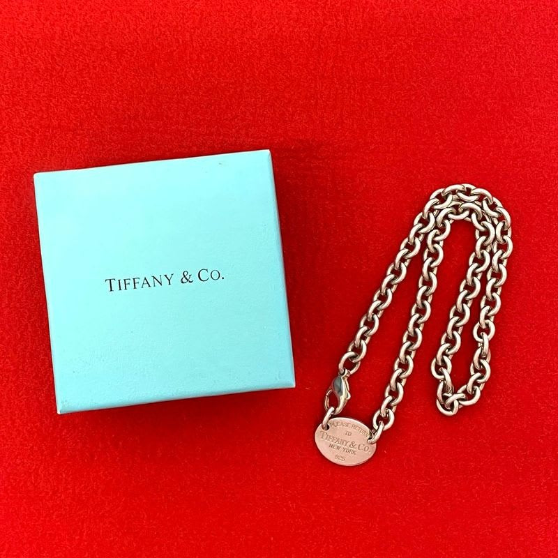 Tiffany & Co. Return To Oval Necklace Silver 925 Chain Choker