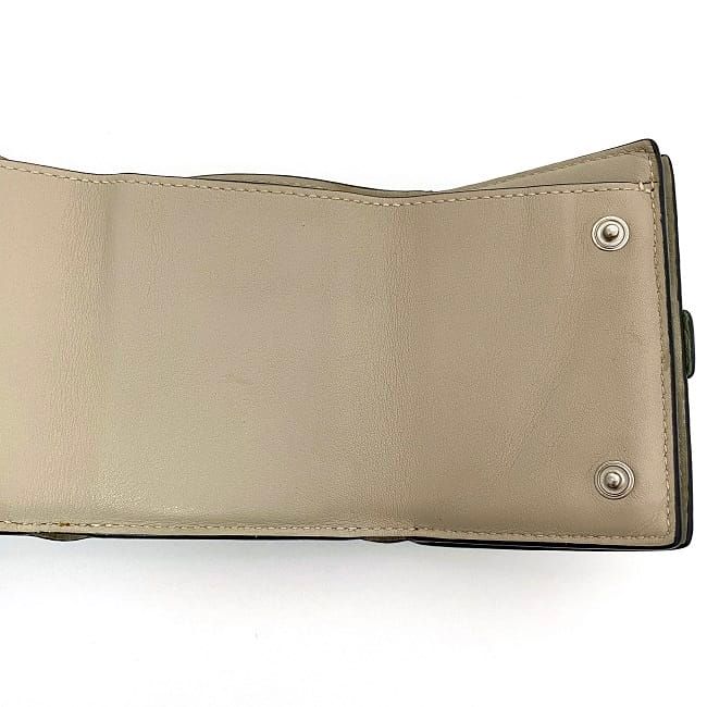 Loewe Trifold Wallet Green Anagram Compact Leather Preowned