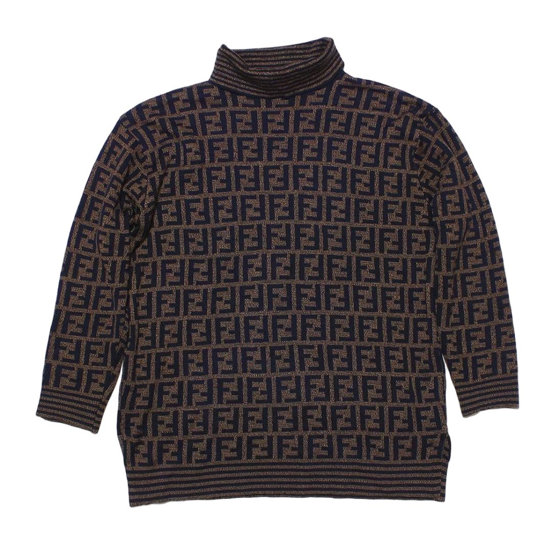 Fendi FF Logo Turtleneck Knit Sweater