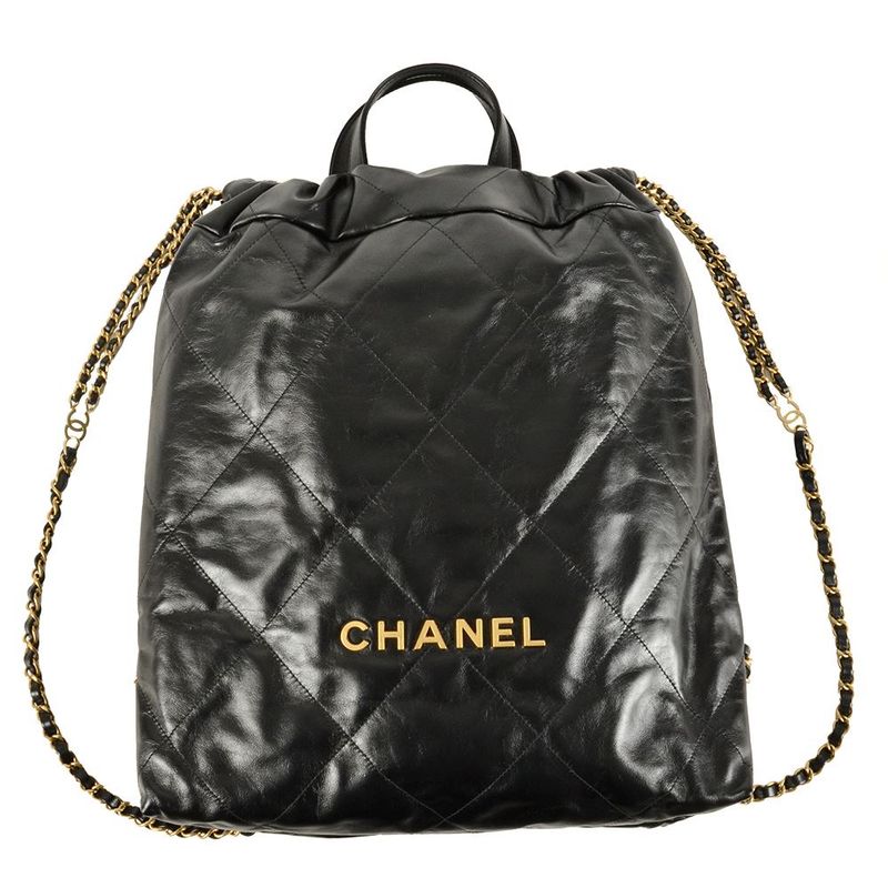 Chanel22 Matelasse Backpack Leather Black Knapsack Chain Shoulder Women
