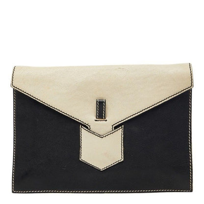 Saint Laurent Bicolor Clutch Back Second White Black Leather