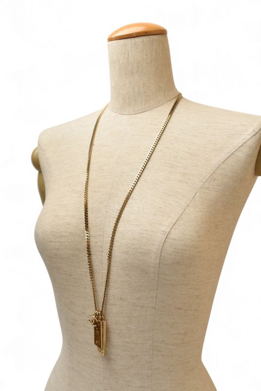 Chanel Long Necklace Pendant BOY Chanel Boy Chanel Coco CC Tag C22P Gold