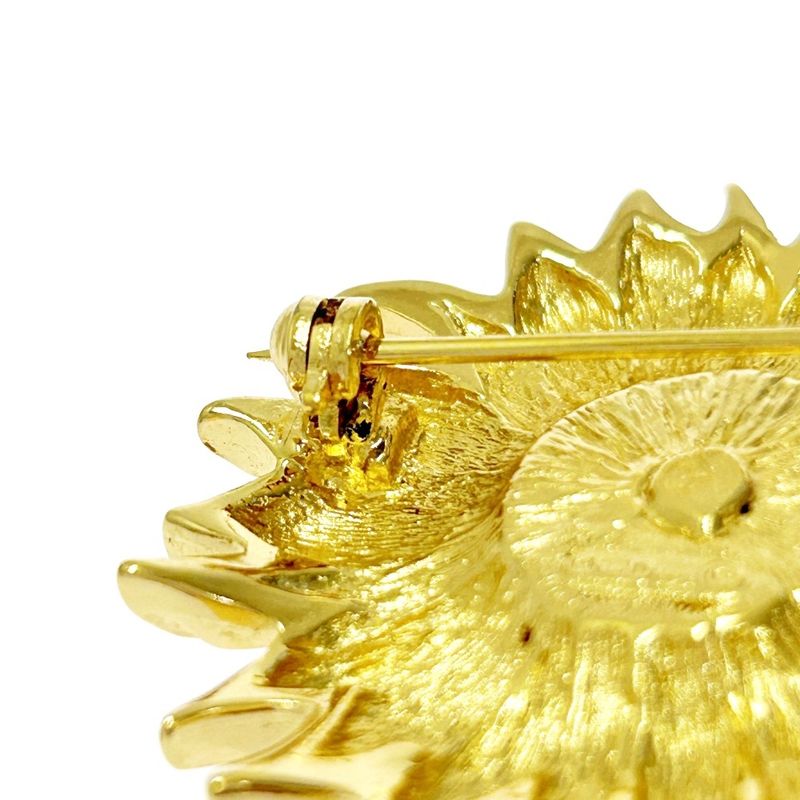Christian Dior GP Rhinestone Flower Brooch Women Gold 369590 Brooch