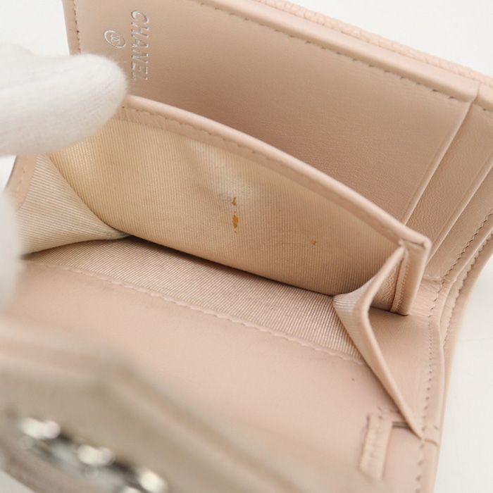 Chanel Small Flap Wallet Chevron A84346 Tri-fold Wallet With Coin Purse Caviar