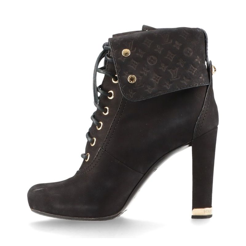 Louis Vuitton 10 Years Monogram Nubuckles Cles Zah Booties Women's 36 Ma0170