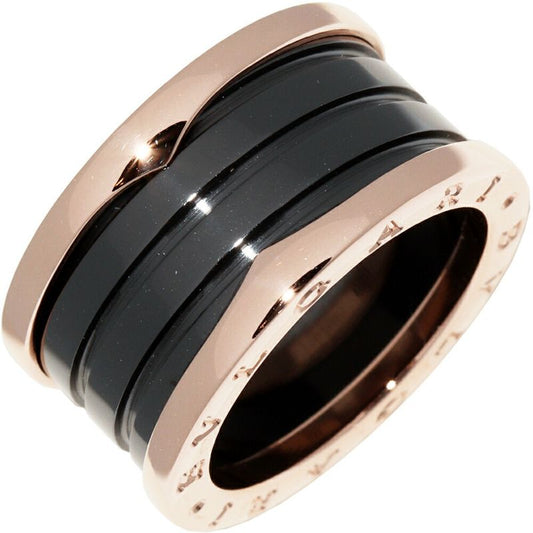 Bulgari Ring 18K Pink Gold Black Ceramic Bzero1 Ring 4 Bands 345853