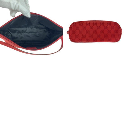 Gucci Red Silver Hardware GG Canvas 039 1108 Handbag Accessory Pouch Women