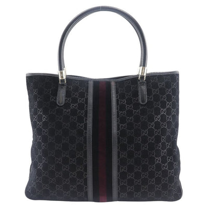 Gucci GG Sherry Line 162160 Suede Black Unisex Tote Bag