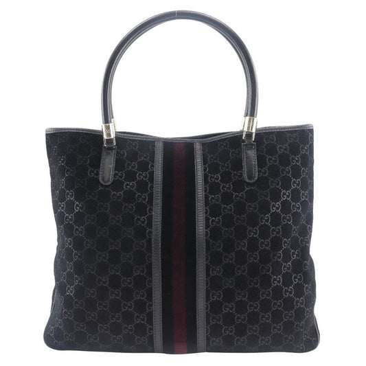 Gucci GG Sherry Line 162160 Suede Black Unisex Tote Bag