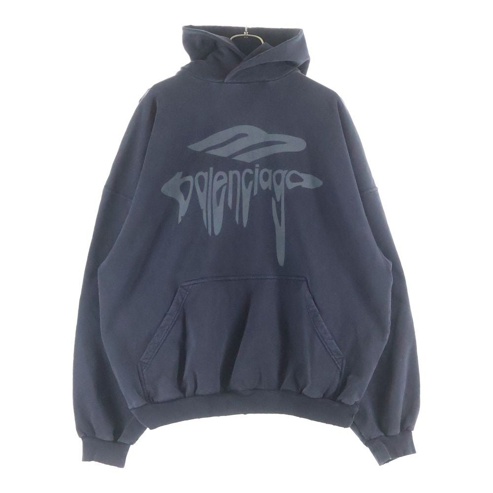Balenciaga Liquid Damaged Oversize Pullover Sweatshirt Hoodie Black