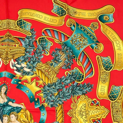 Hermes Scarf Carre 90 Silk Europe European Goddess Child Red