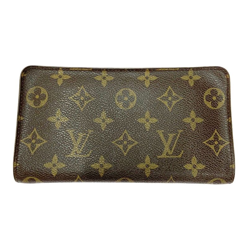 Louis Vuitton M61727 Monogram PVC Porte Monnaie Zip Long Wallet Brown 403692