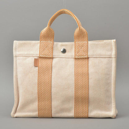 Hermes New Fourre Tout PM Handbag Canvas Orange Beige