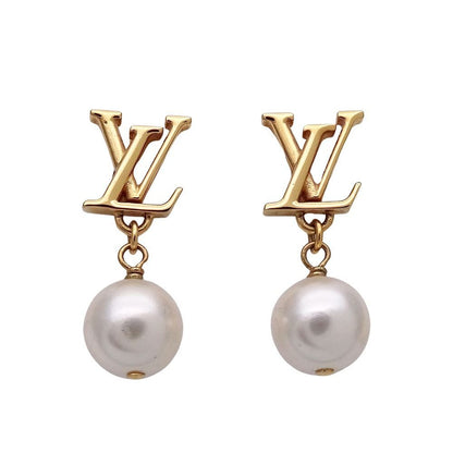 Louis Vuitton Earrings LV Iconic a Faux Pearl Gold Fashionable