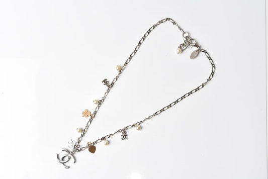 Chanel Necklace Pendant Bracelet Clover Heart Silver