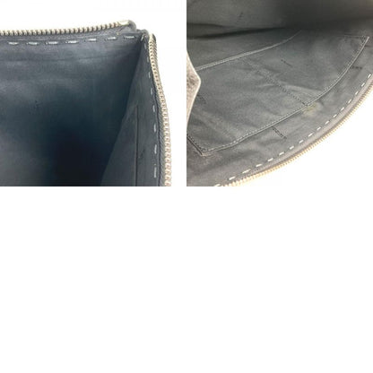 Fendi Clutch Bag Celeria Logo Leather Black