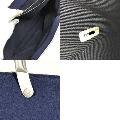 Chanel Handbag Metal Handle Polyamide Navy