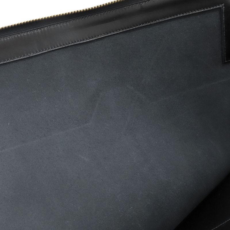 Hermes Clutch Bag Document Case Box Calf Black Gold Hardware Black Document