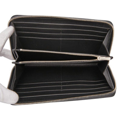 Celine Triomphe Round Zipper Long Wallet Black Leather Women's Celine