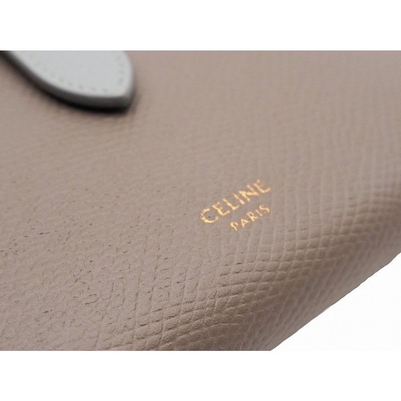 Celine Medium Strap Wallet Calfskin Pebble Glaze Mineral Blue Bicolor Wallet