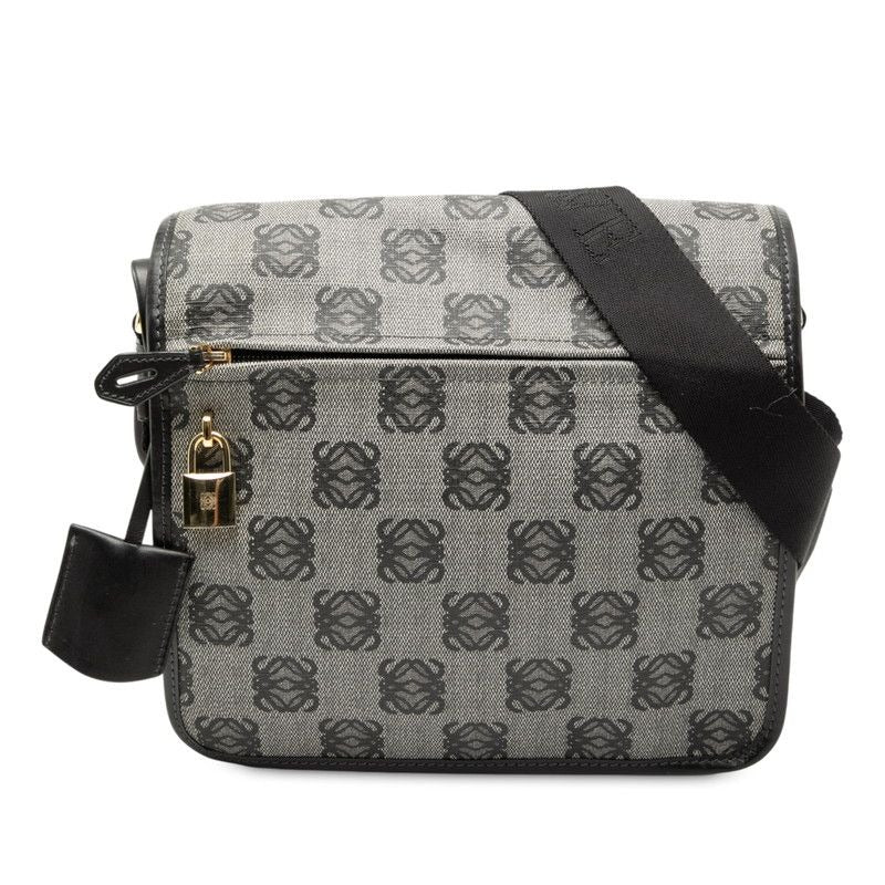 Loewe Anagram Crossbody Bag Grey Black Canvas