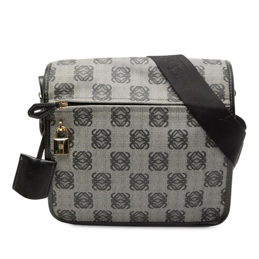 Loewe Anagram Crossbody Bag Grey Black Canvas