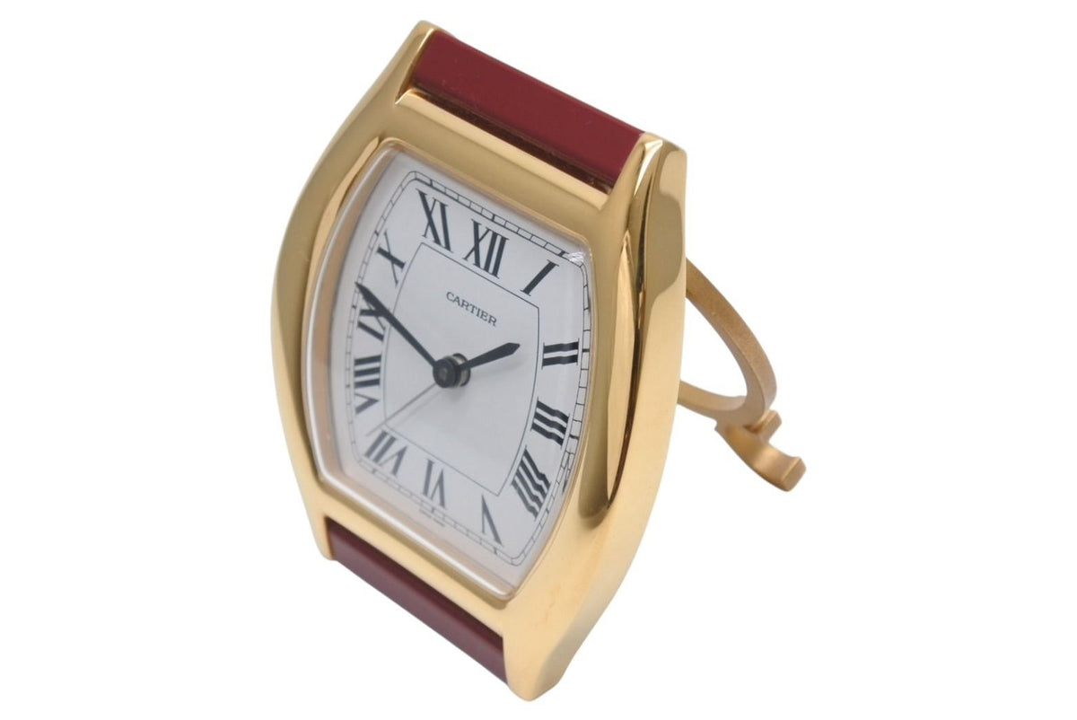 Cartier Tortue Table Clock White Dial Quartz White Gold Bordeaux Swiss — view 3