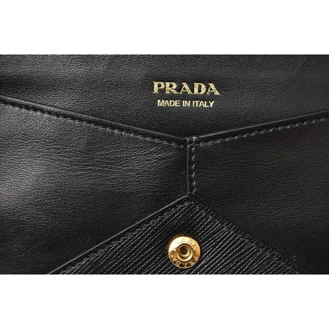 Prada Wallet Chain Long 1 Mf002 Saffiano City Nero Black — view 5