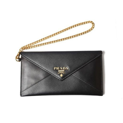 Prada Wallet Chain Long 1 Mf002 Saffiano City Nero Black