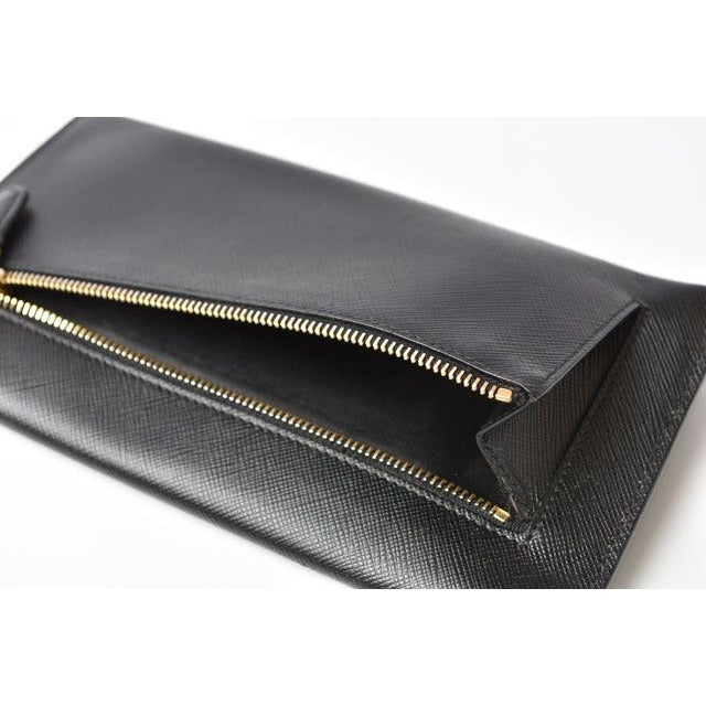 Prada Wallet Chain Long 1 Mf002 Saffiano City Nero Black — view 9