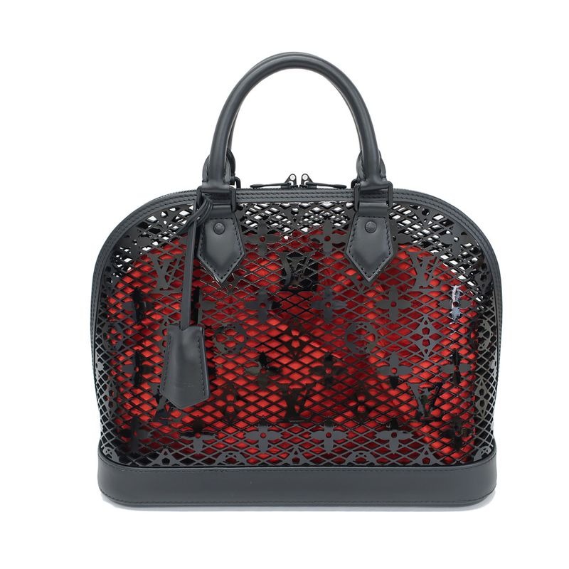 Louis Vuitton Alma PM Monogram Lace Handbag Black Red