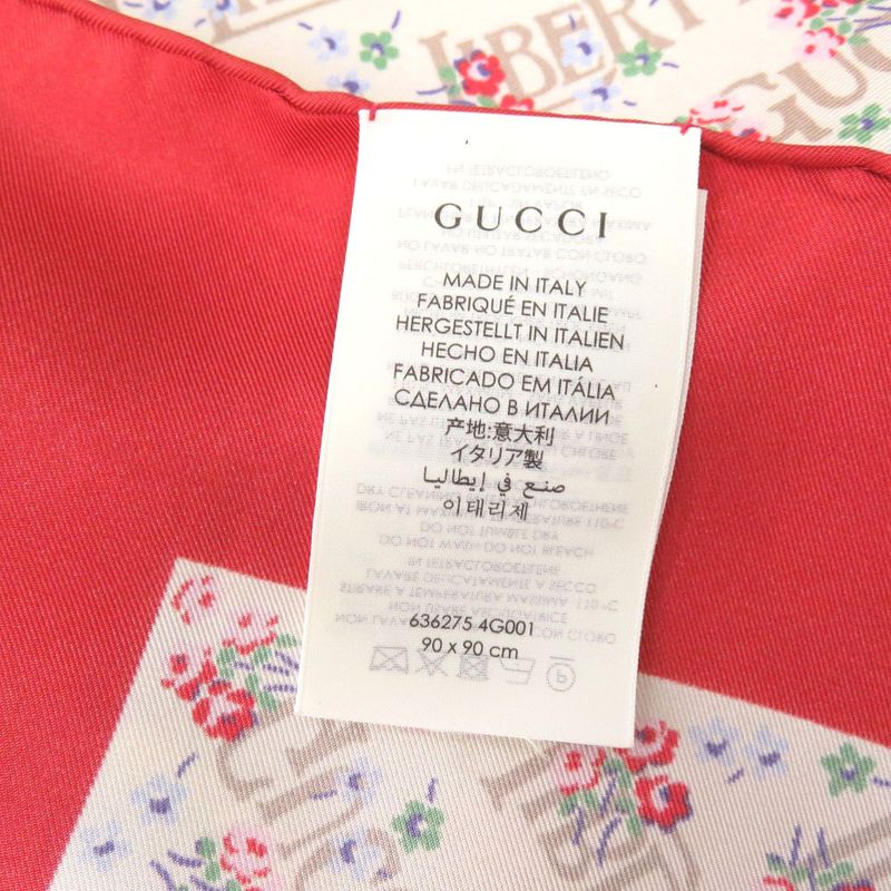 Gucci X Liberty Flower Print Silk Beige Red Scarf 1126 Gucci
