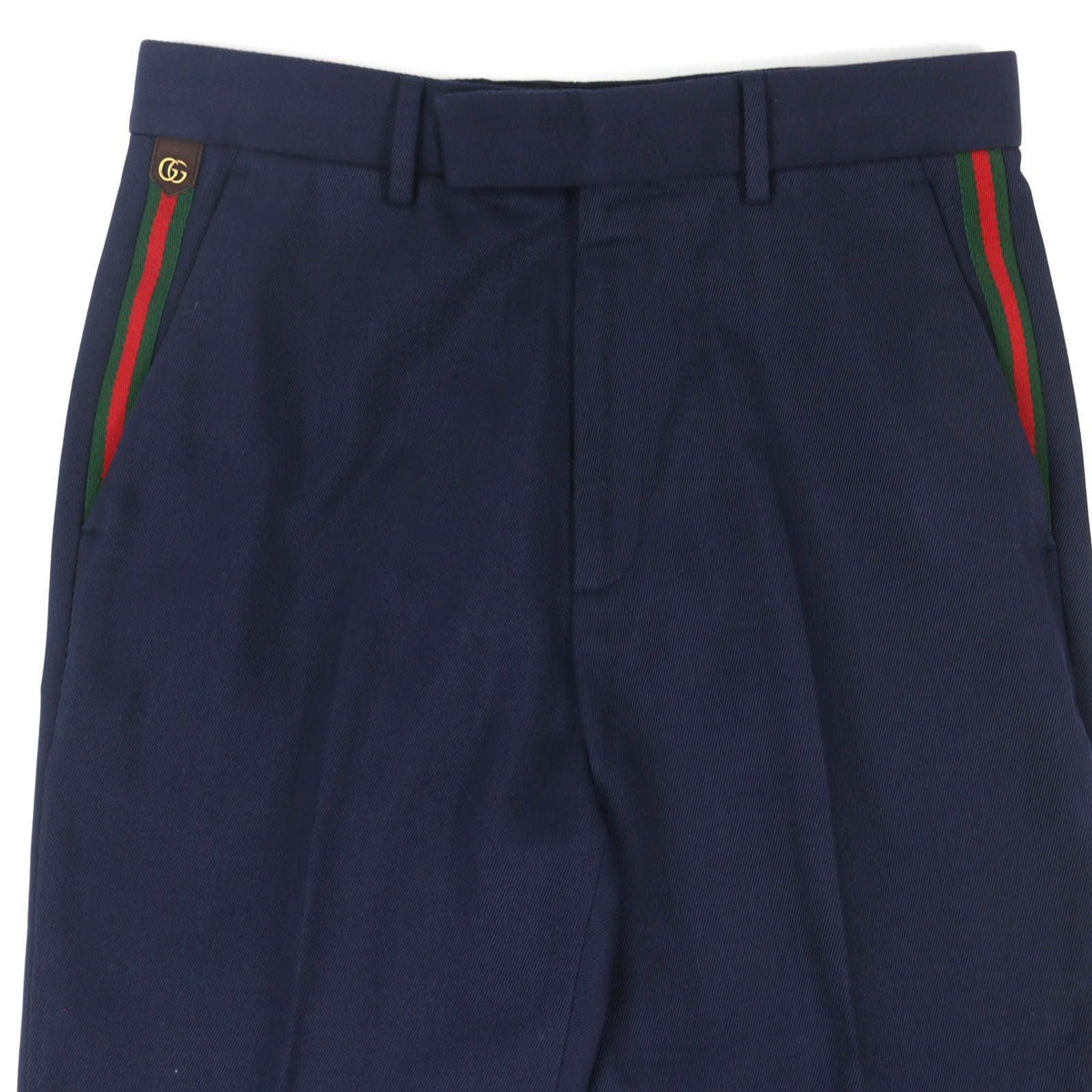 Gucci 100% Cotton Web Stripe with GG Logo Patch No Tuck Single Pants — view 3