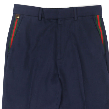 Gucci 100% Cotton Web Stripe with GG Logo Patch No Tuck Single Pants — view 3