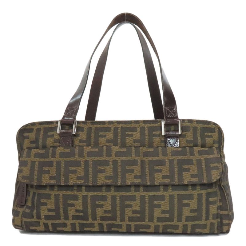Fendi Zucca Pattern Handbag Canvas Leather Women