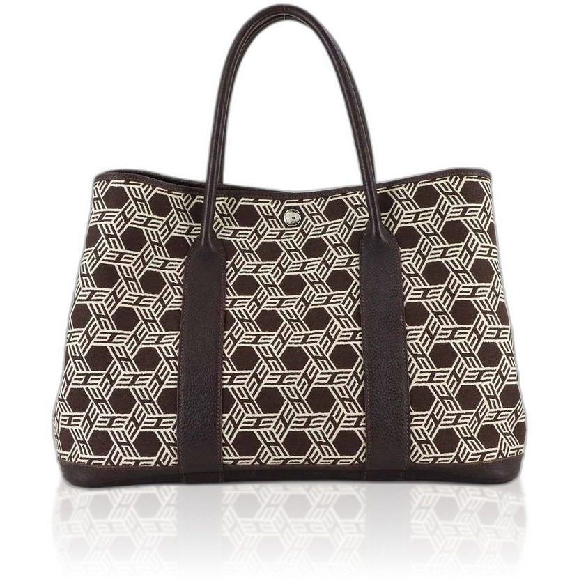 Hermes Garden Party PM Tote Towarso Ash Leather Brown Beige