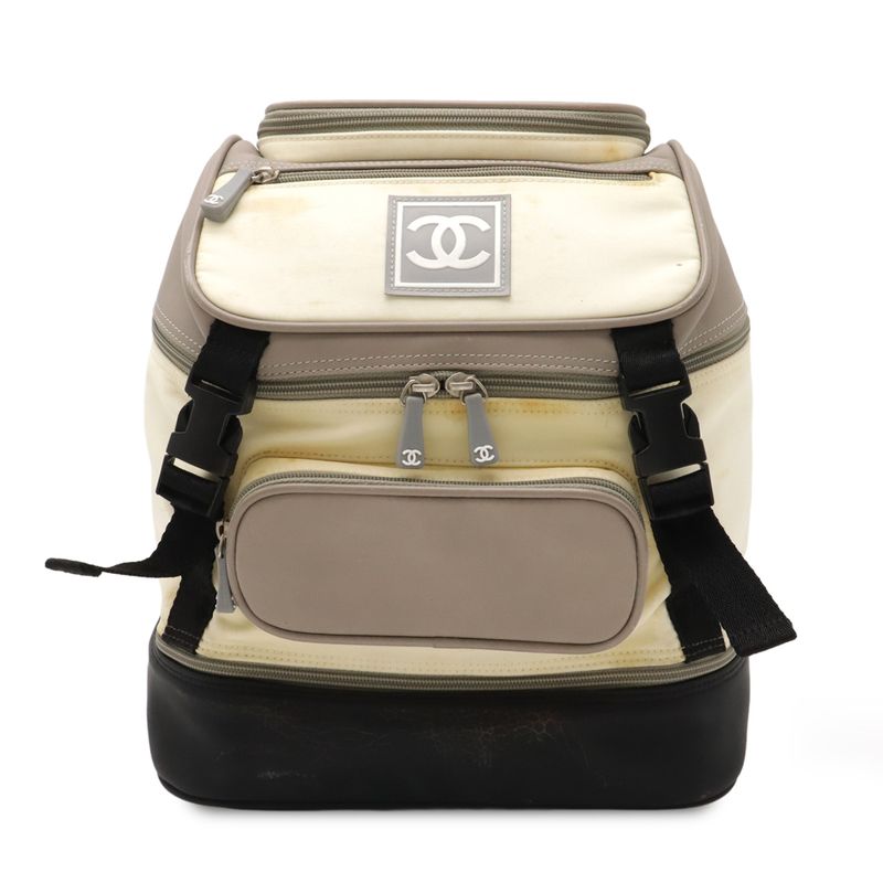 Chanel Sport Line Coco Mark Backpack Mini Backpack Sac Nylon Rubber Ivory Black