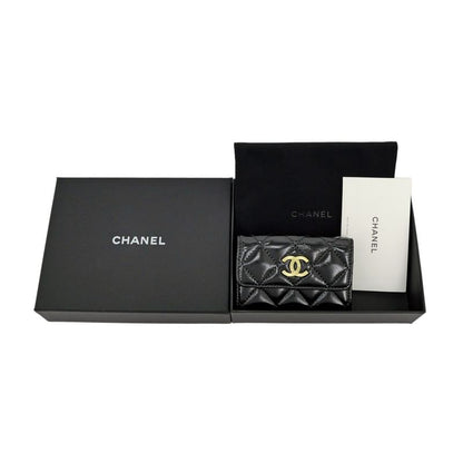Chanel Small Flap Wallet Black Gold Hardware Shiny Cuffskin
