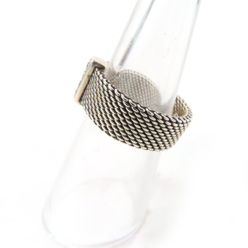 Tiffany & Co Somerset 4P 925 Diamond Ring Silver 8 With Box And Storage Bag