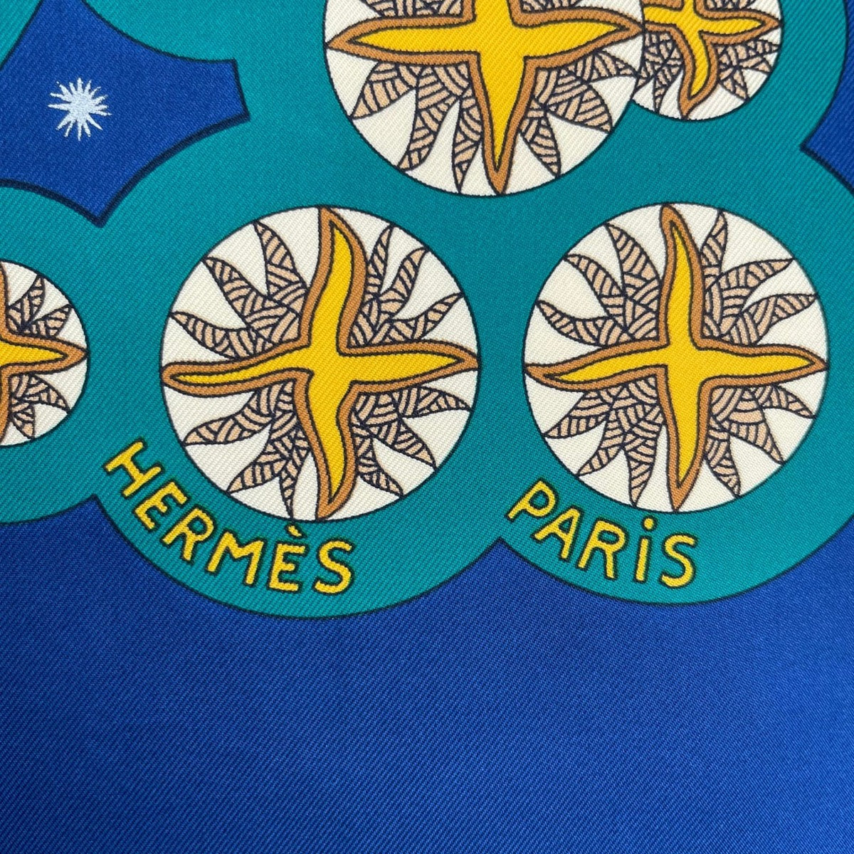 Hermes Scarf Silk Carre 90 le Roy Soleil Sun King Navy — view 7