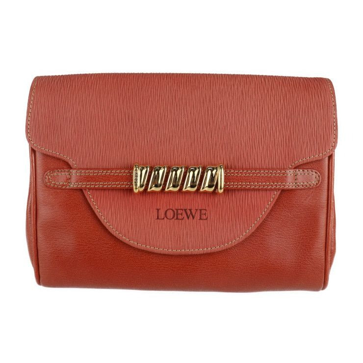 Loewe Clutch Bag Leather Red Velazquez Twisted Second Vermillion