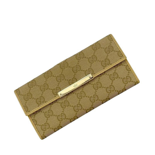 Gucci Bifold Long Wallet Beige GG Canvas