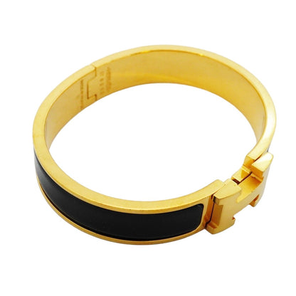 Hermes Bangle Clic Clac PM Gold Plated Black Cles Dies Bracelet — view 2