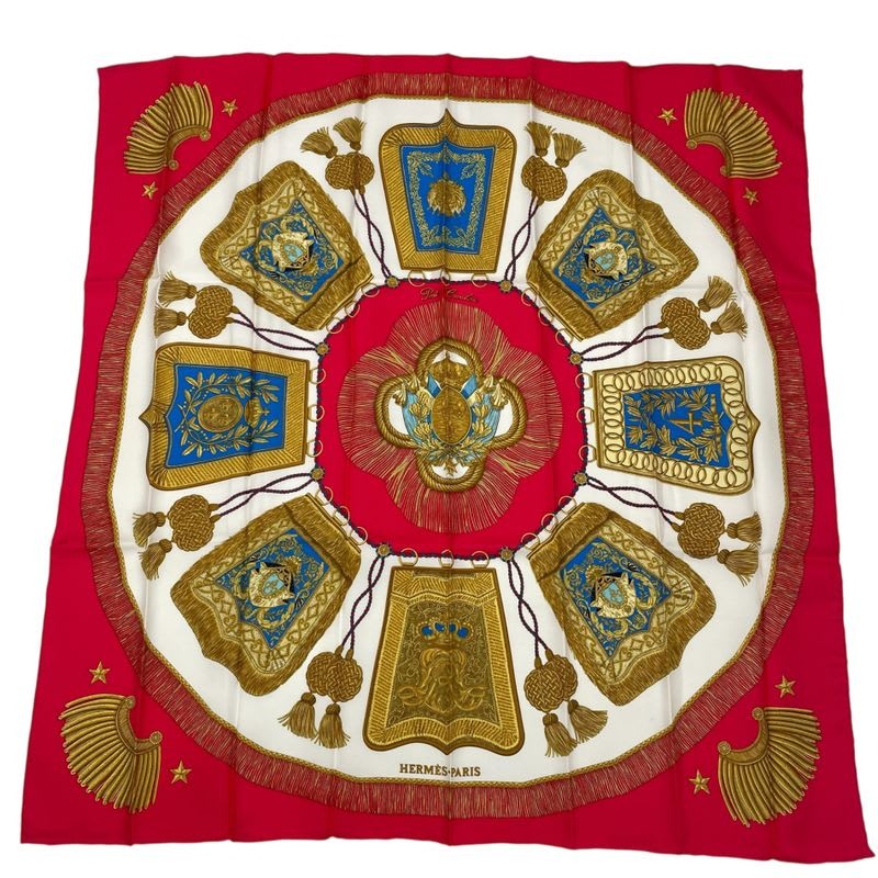Hermes Carre 90 Scarf Silk Saber Decorative Bag Poste Et Cavalerie Red