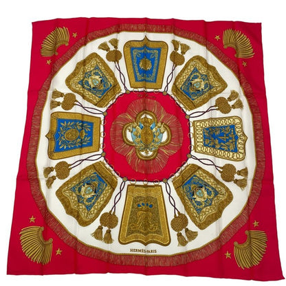 Hermes Carre 90 Scarf Silk Saber Decorative Bag Poste Et Cavalerie Red