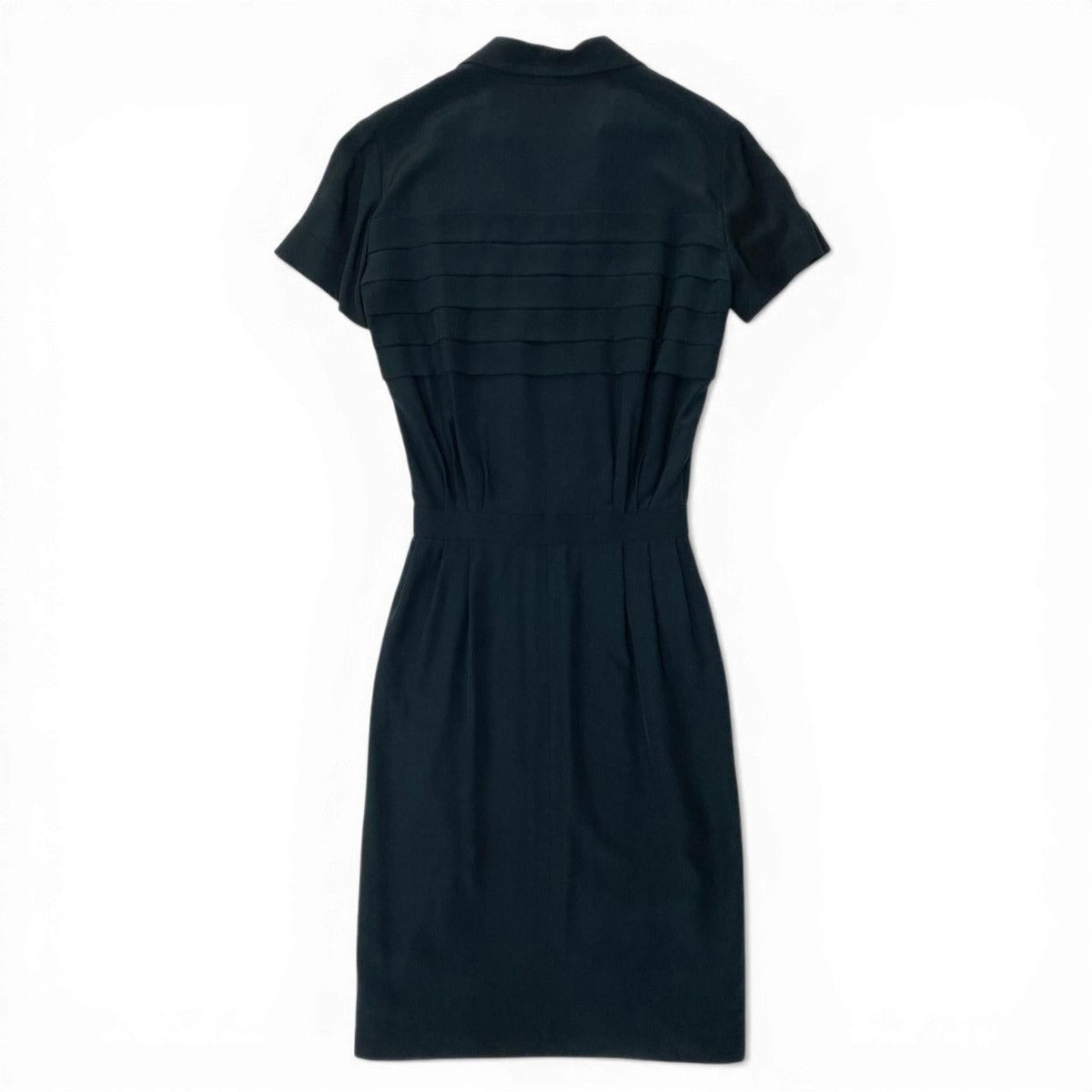 Chanel C Vintage Silk Dress Double Buttons Gold 36 Sizes Black — view 2