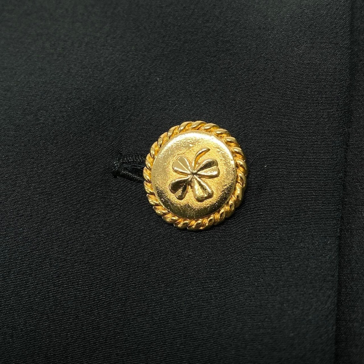 Chanel C Vintage Silk Dress Double Buttons Gold 36 Sizes Black — view 5