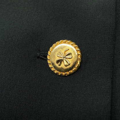 Chanel C Vintage Silk Dress Double Buttons Gold 36 Sizes Black — view 5
