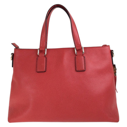 Gucci Bamboo Tassel Red Gold Leather Tote Shoulder Bag 2-Way