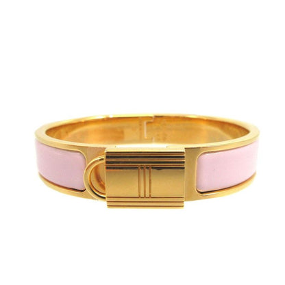 Hermes Click Cadenas PM Metal Rose Dragee Gold Bracelet Bangle 0608